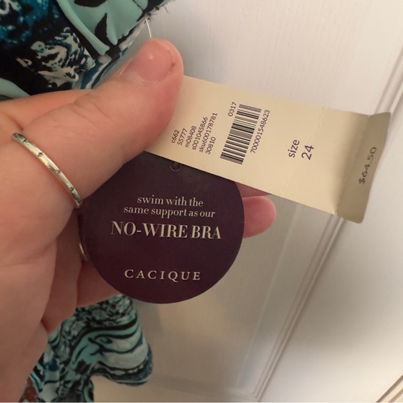 Cacique Lane Bryant Blue Paisley Halter Swim Tank - Picture 4 of 9